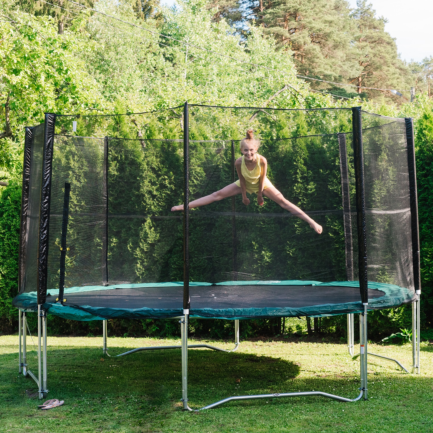 Batuts ar aizsargtīklu, zaļš, Ø 426 cm 2