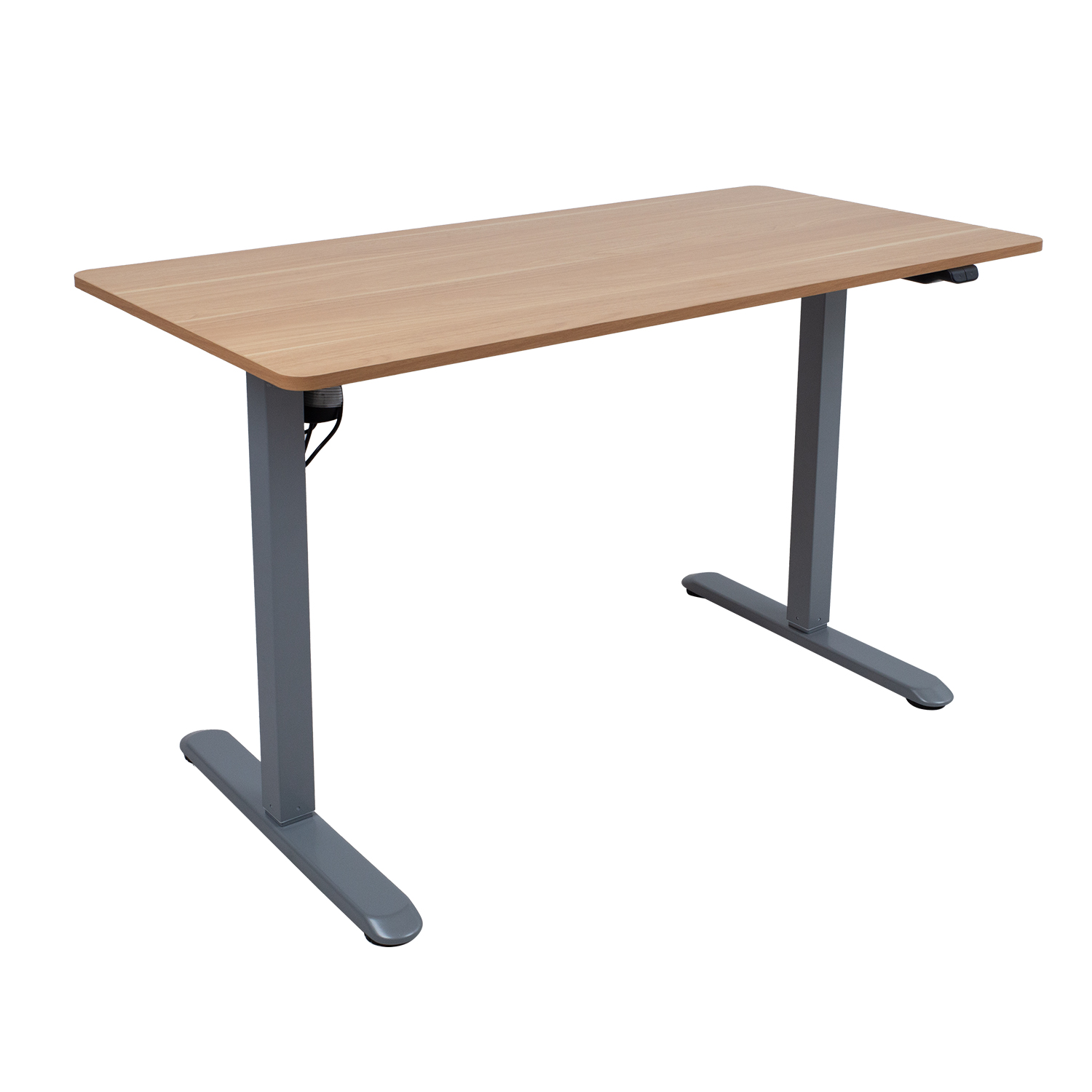 Reguliuojamo aukščio stalas ERGO LIGHT, 1 variklio, ąžuolo/sidabriškai pilkas, 120 × 60 × 73–118 cm