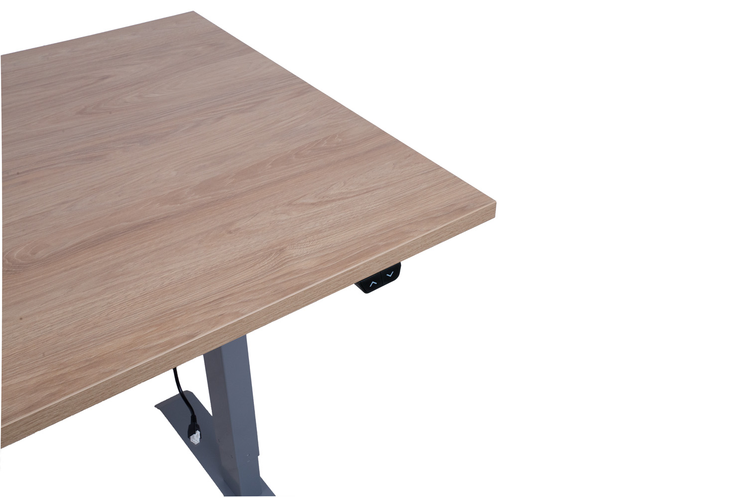 Reguliuojamo aukščio stalas su 1 elektriniu varikliu, medienos/sidabro pilkos spalvos, 160 × 80 × 71–121 cm 3