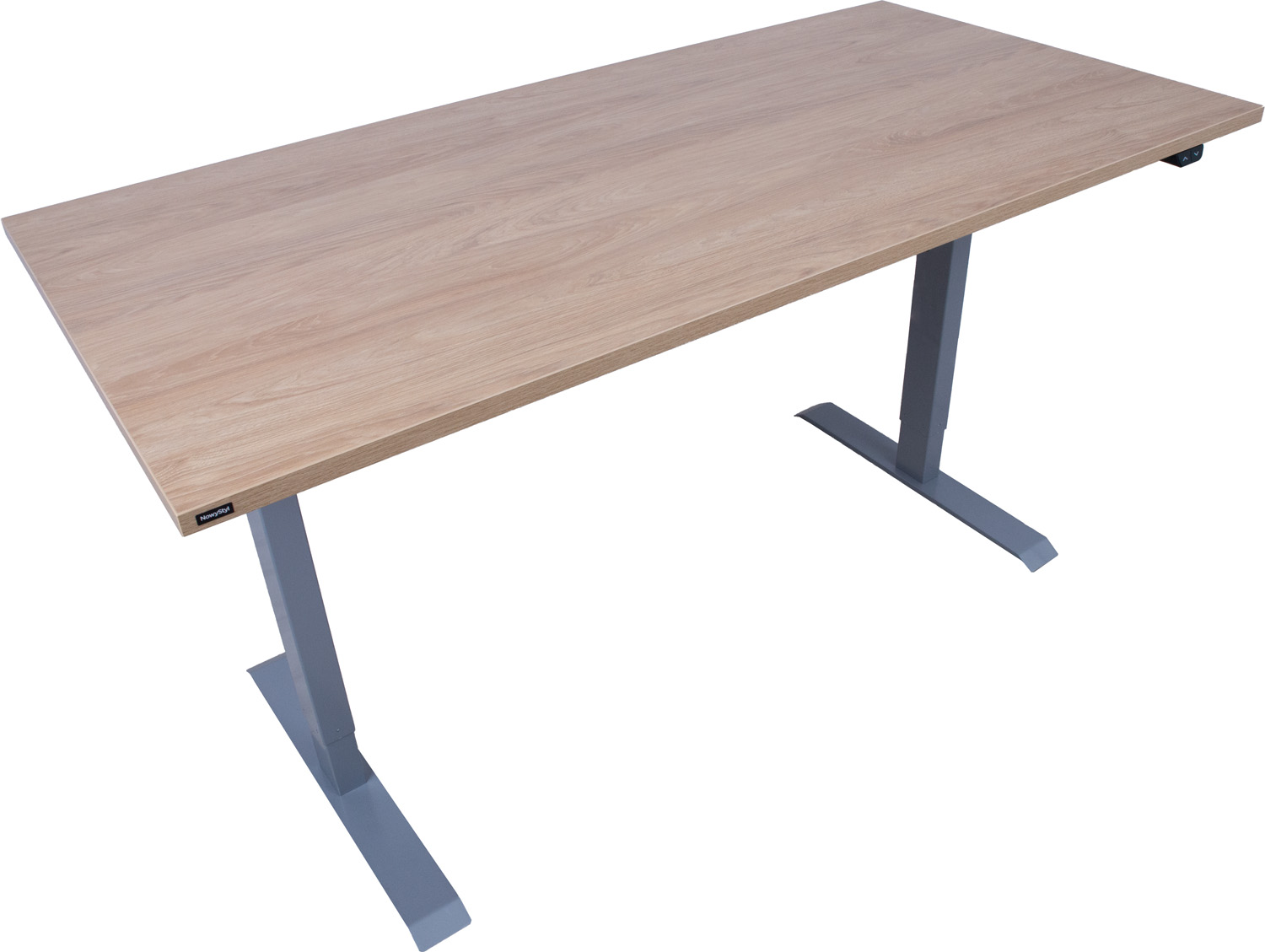Reguliuojamo aukščio stalas su 1 elektriniu varikliu, medienos/sidabro pilkos spalvos, 160 × 80 × 71–121 cm 2