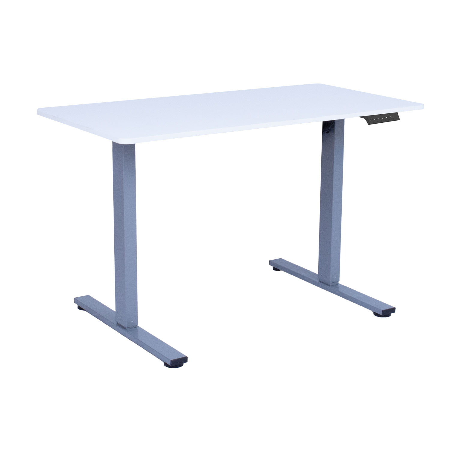 Reguliuojamo aukščio stalas su 1 varikliu, baltas / sidabro pilkas, 120 × 60 × 71,5–116 cm