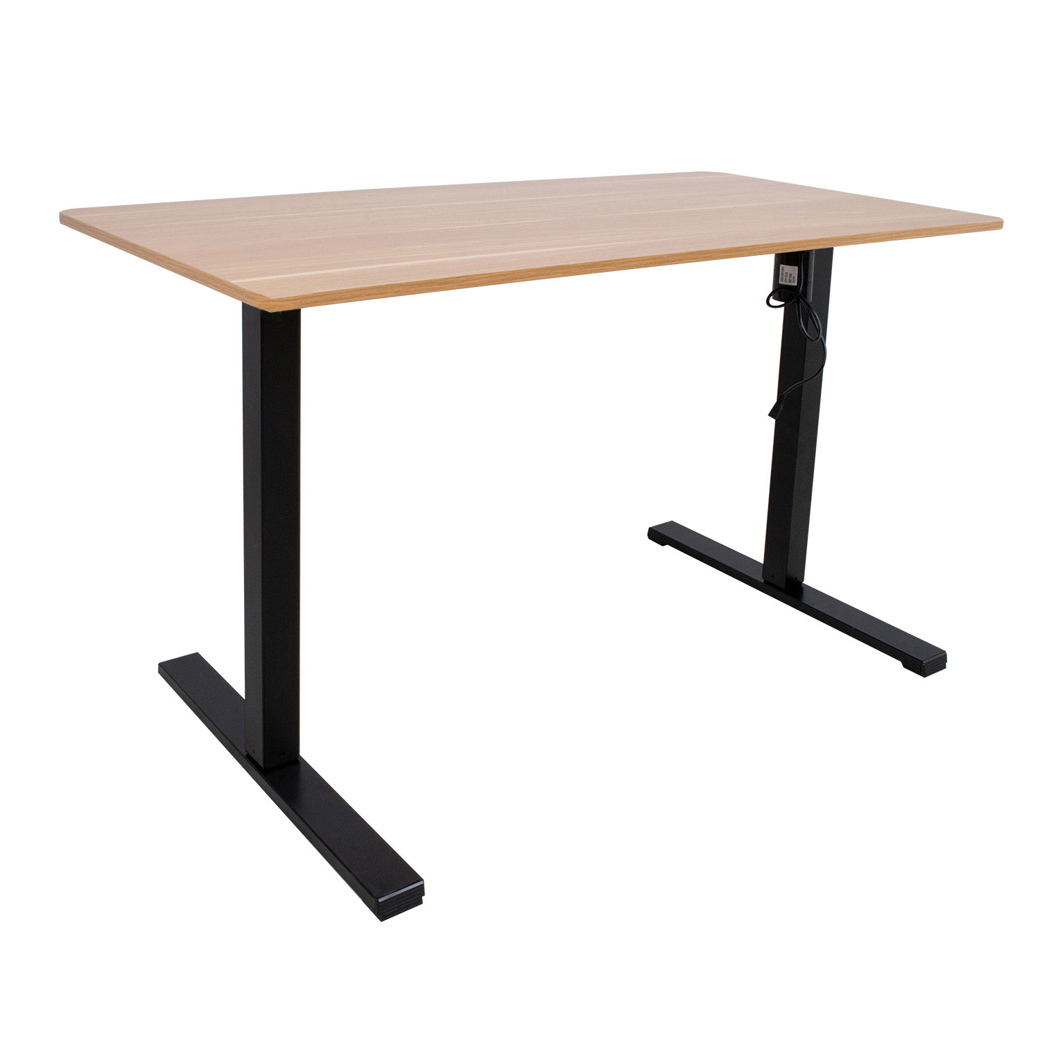 Regulējama augstuma galds, ar vienu motoru, hikorijas/melna krāsa, 140 × 70 × 71–116 cm
