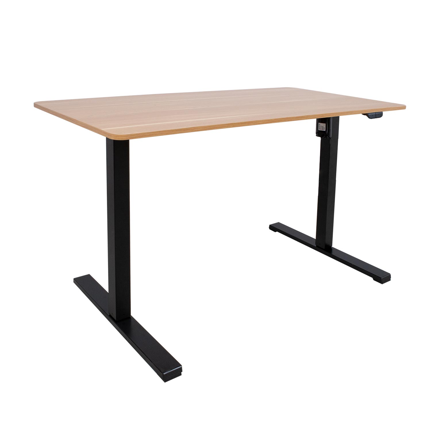 Regulējama augstuma galds, ar vienu motoru, hikorijas/melna krāsa, 140 × 70 × 71–116 cm