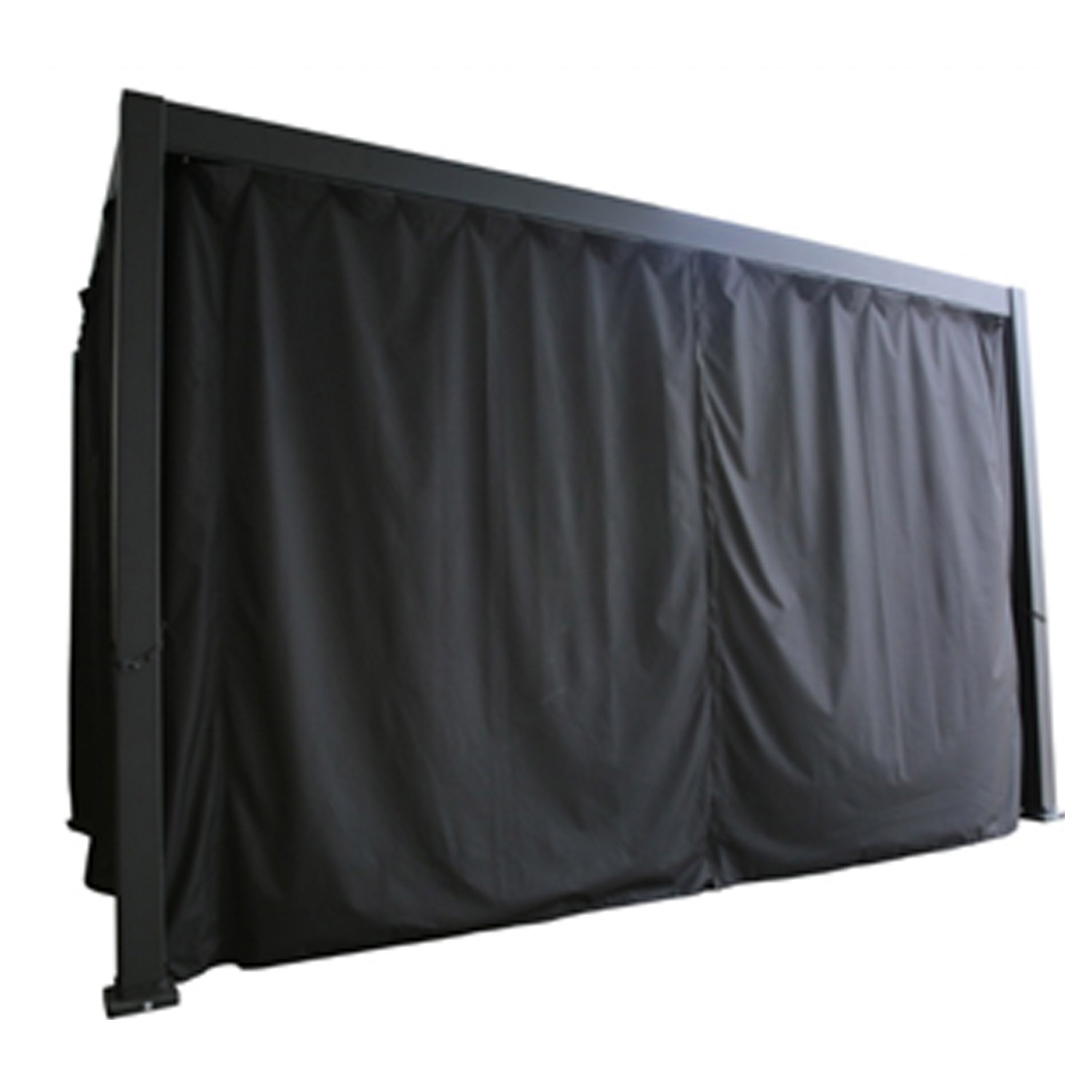 Sodo pavėsinė su reguliuojamu lameliniu stogu ir užuolaidomis, tamsiai pilka, 301,3 × 392,7 × 250,8 cm 3