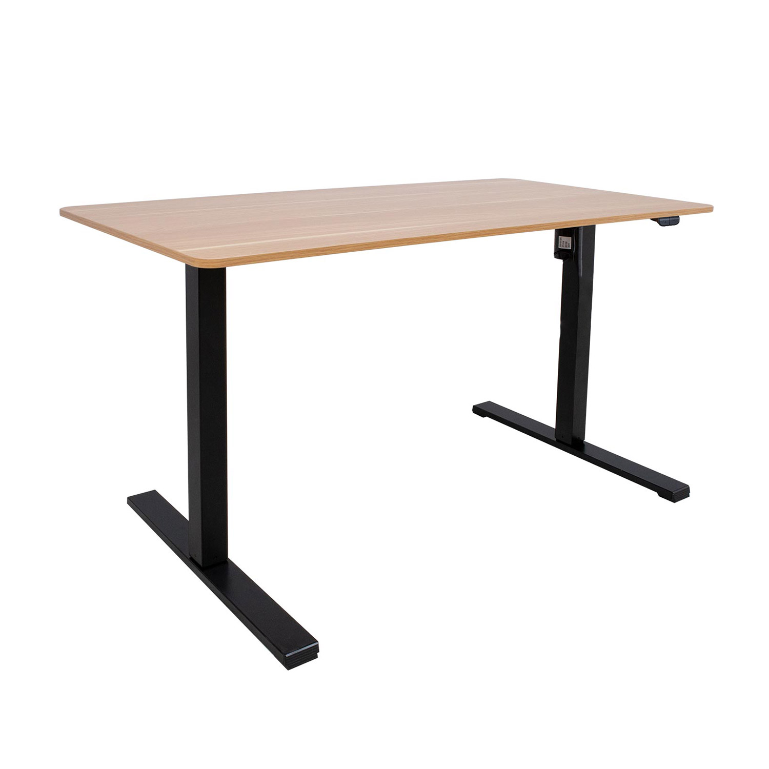 Reguliuojamo aukščio stalas su 1 varikliu, ąžuolo/juodos spalvos, 120 × 60 × 71–116 cm