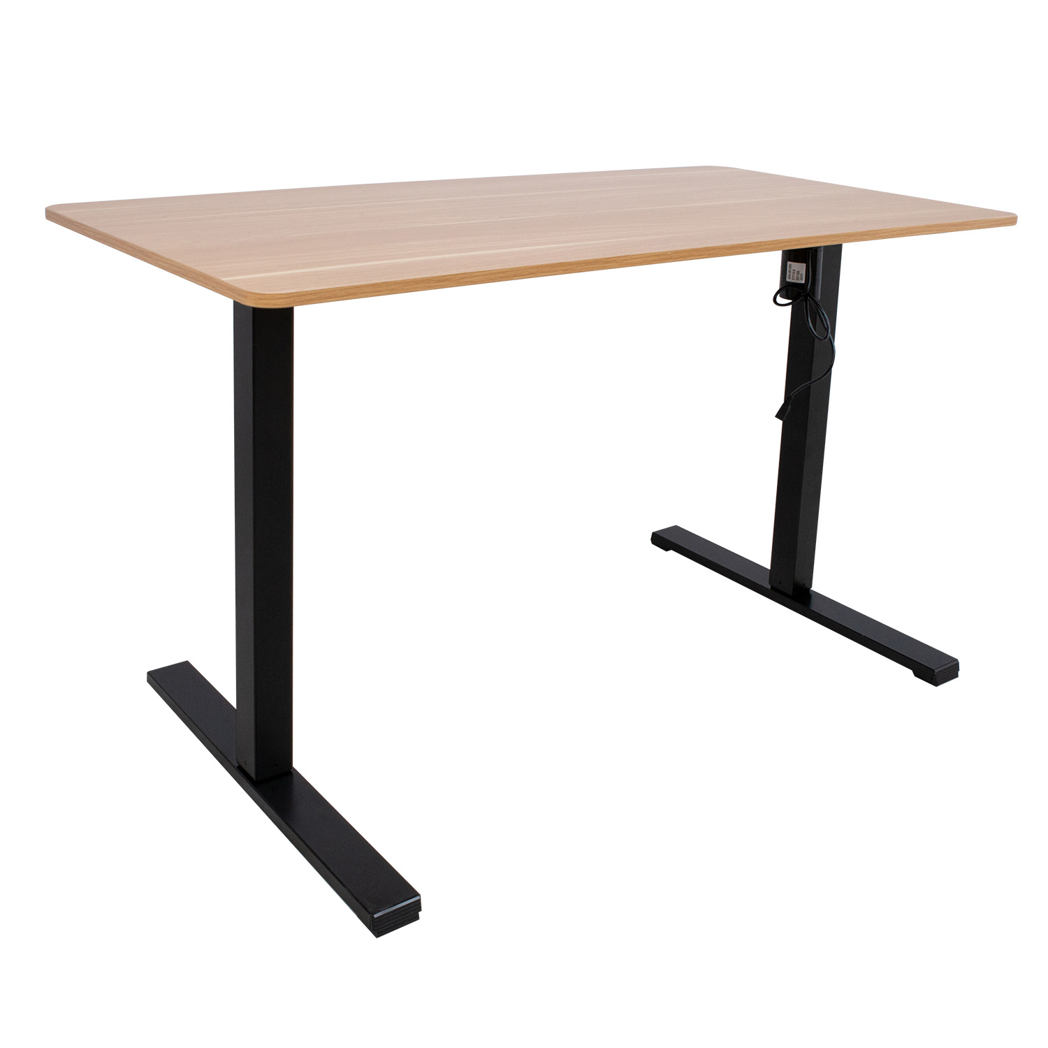 Reguliuojamo aukščio stalas su 1 varikliu, ąžuolo/juodos spalvos, 120 × 60 × 71–116 cm