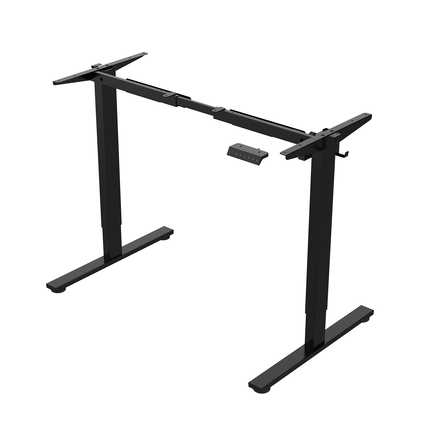 Reguliuojamo aukščio stalas su 1 varikliu, 2 pakopų kėlimo sistema, ąžuolo/juodas, 120 x 60 x 71,5–116 cm
