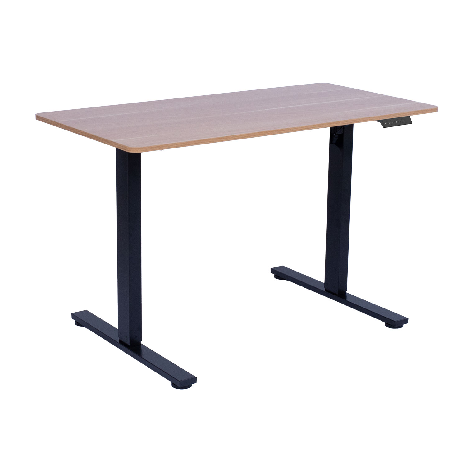 Reguliuojamo aukščio stalas su 1 varikliu, 2 pakopų kėlimo sistema, ąžuolo/juodas, 120 x 60 x 71,5–116 cm