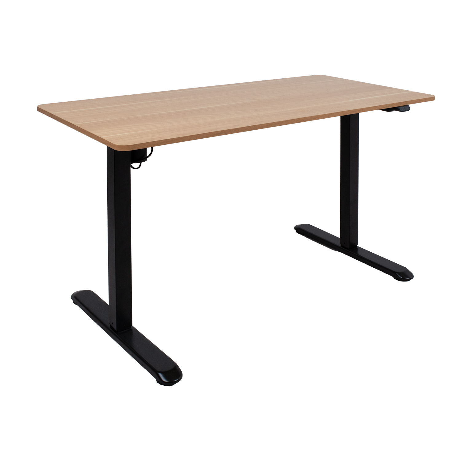 Reguliuojamo aukščio stalas ERGO LIGHT, 1 variklio, ąžuolo / juodos spalvos, 120 × 60 cm