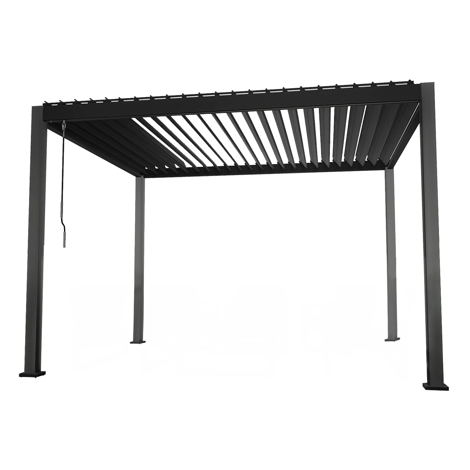 Sodo pavėsinė su reguliuojamu lameliniu stogu ir užuolaidomis, tamsiai pilka, 301,3 × 301,3 × 250,8 cm 2