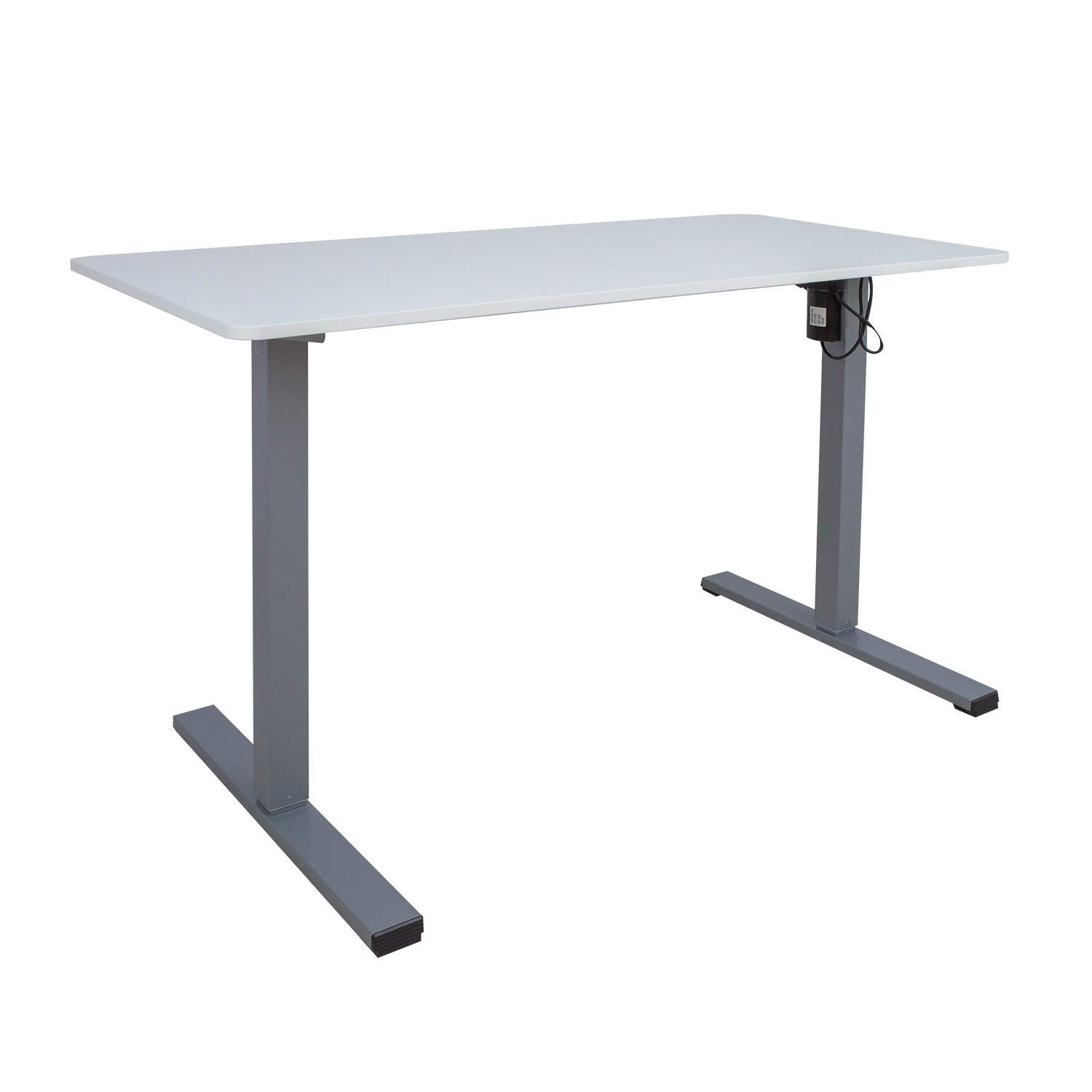 Reguliuojamo aukščio stalas su 1 varikliu, baltas / sidabriškai pilkas, 120 × 60 × 71–116 cm