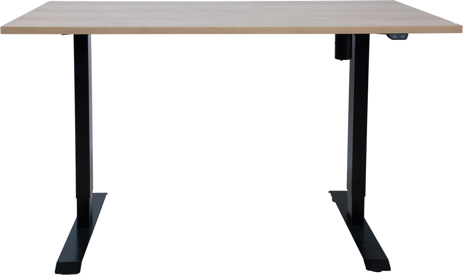 Reguliuojamo aukščio stalas su 1 varikliu, hikorės rašto, 140 × 70 × 71–121 cm
