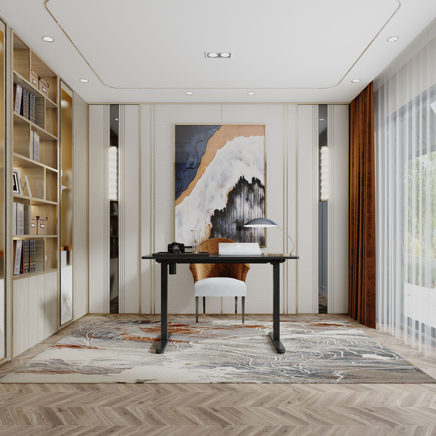 Reguliuojamo aukščio stalas su 1 varikliu, juodas/baltas, 120 × 60 × 73–118 cm