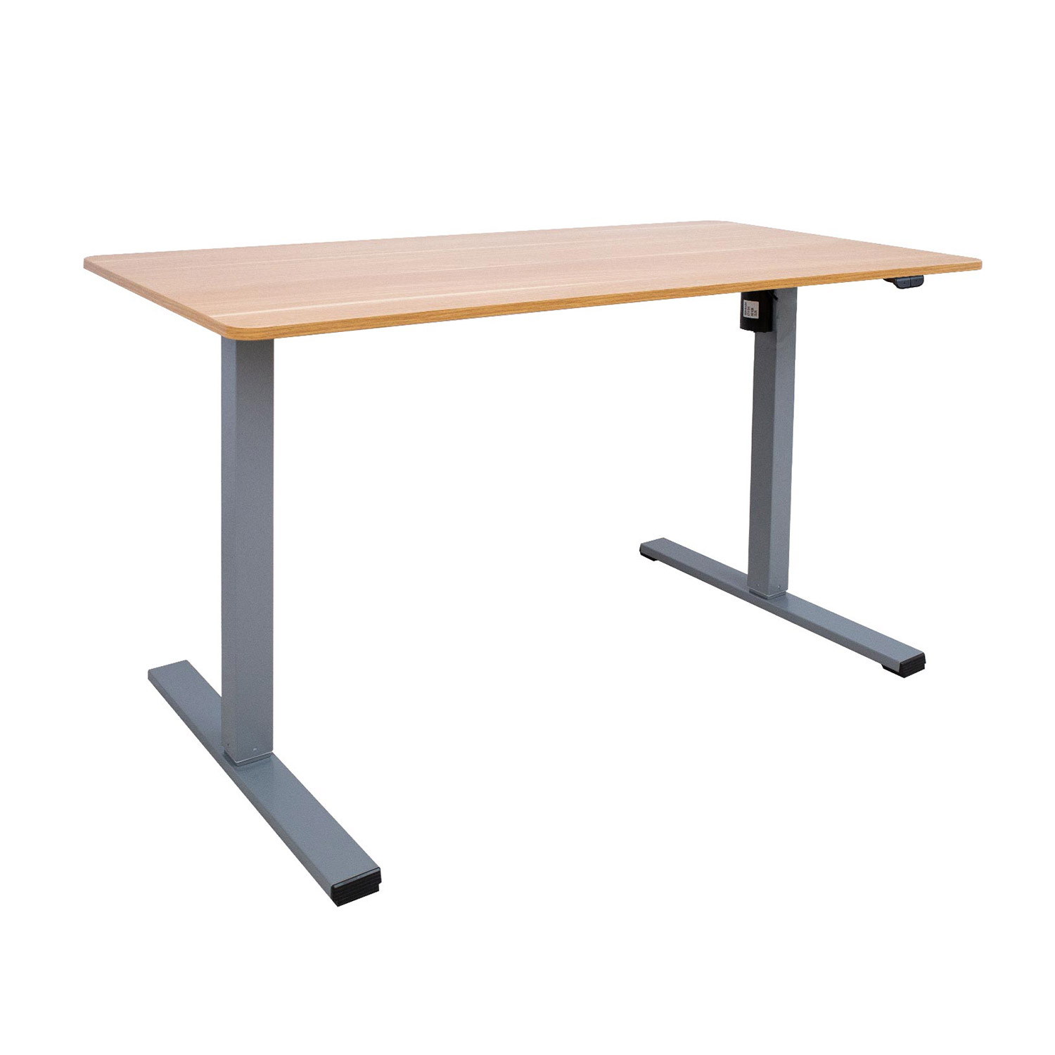 Reguliuojamo aukščio stalas su 1 varikliu, hikorio / sidabriškai pilkas, 140 × 70 × 71–116 cm