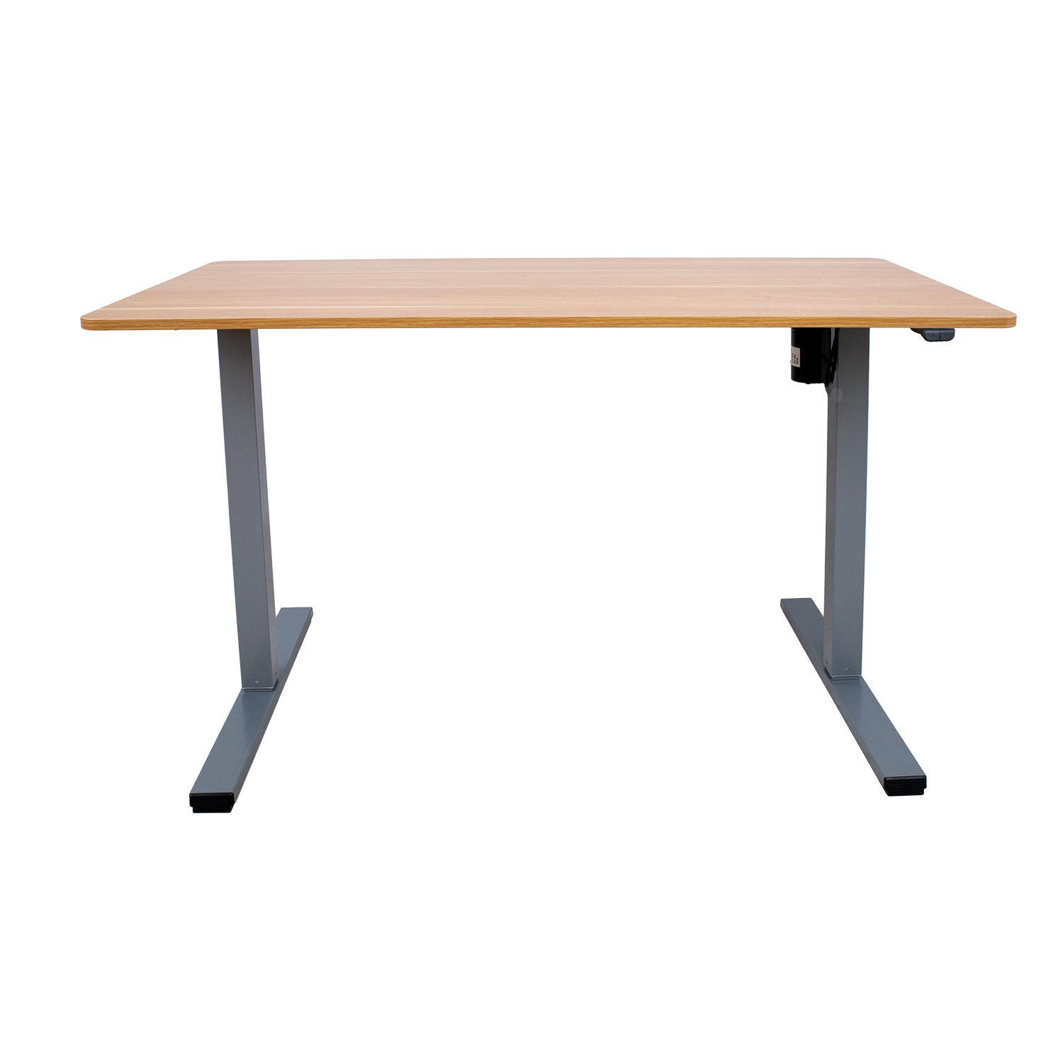 Reguliuojamo aukščio stalas su 1 varikliu, hikorio / sidabriškai pilkas, 140 × 70 × 71–116 cm