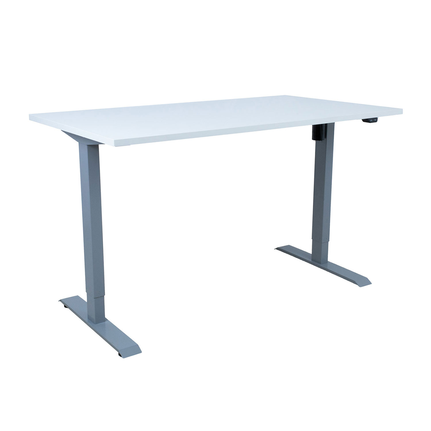 Reguliuojamo aukščio stalas su 1 elektriniu varikliu, pilkšvai baltas / sidabriškai pilkas, 140 × 80 cm