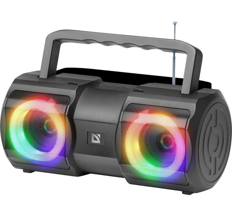 Nešiojamas garsiakalbis nešiojama kolonėlė su led apšvietimu, juoda, 20w, integruota baterija