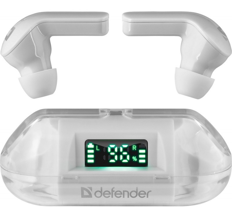 Belaidės ausinės su mikrofonu ir garso valdymu, baltos, bluetooth 5.0, tws