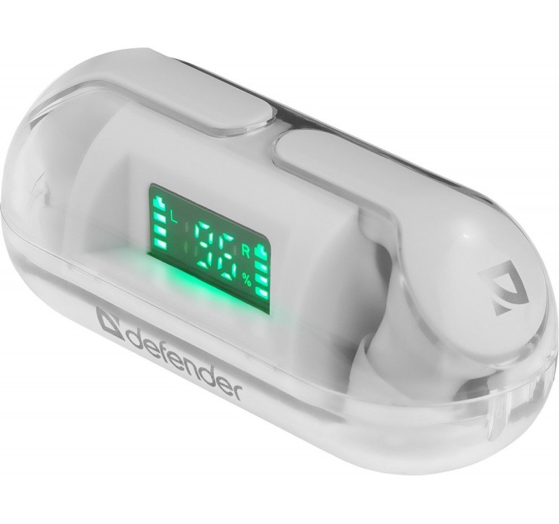 Belaidės ausinės su mikrofonu ir garso valdymu, baltos, bluetooth 5.0, tws