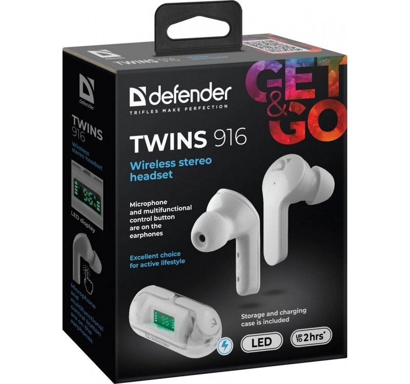 Belaidės ausinės su mikrofonu ir garso valdymu, baltos, bluetooth 5.0, tws