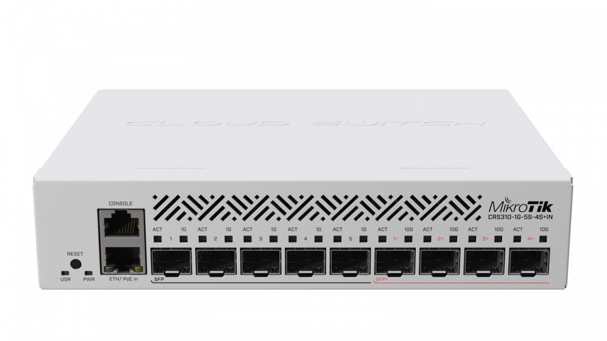 Switch|mikrotik|crs310-1g-5s-4s+in|type l3|5|4|2|poe ports 1|crs310-1g-5s-4s+in