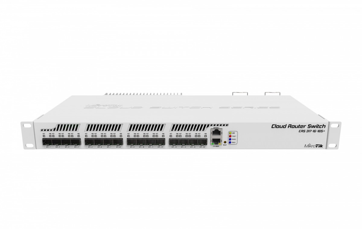 Switch mikrotik type l3|rack|1x10base-t / 100base-tx / 1000base-t|16xsfp+|1xrj45|crs317-1g-16s+rm