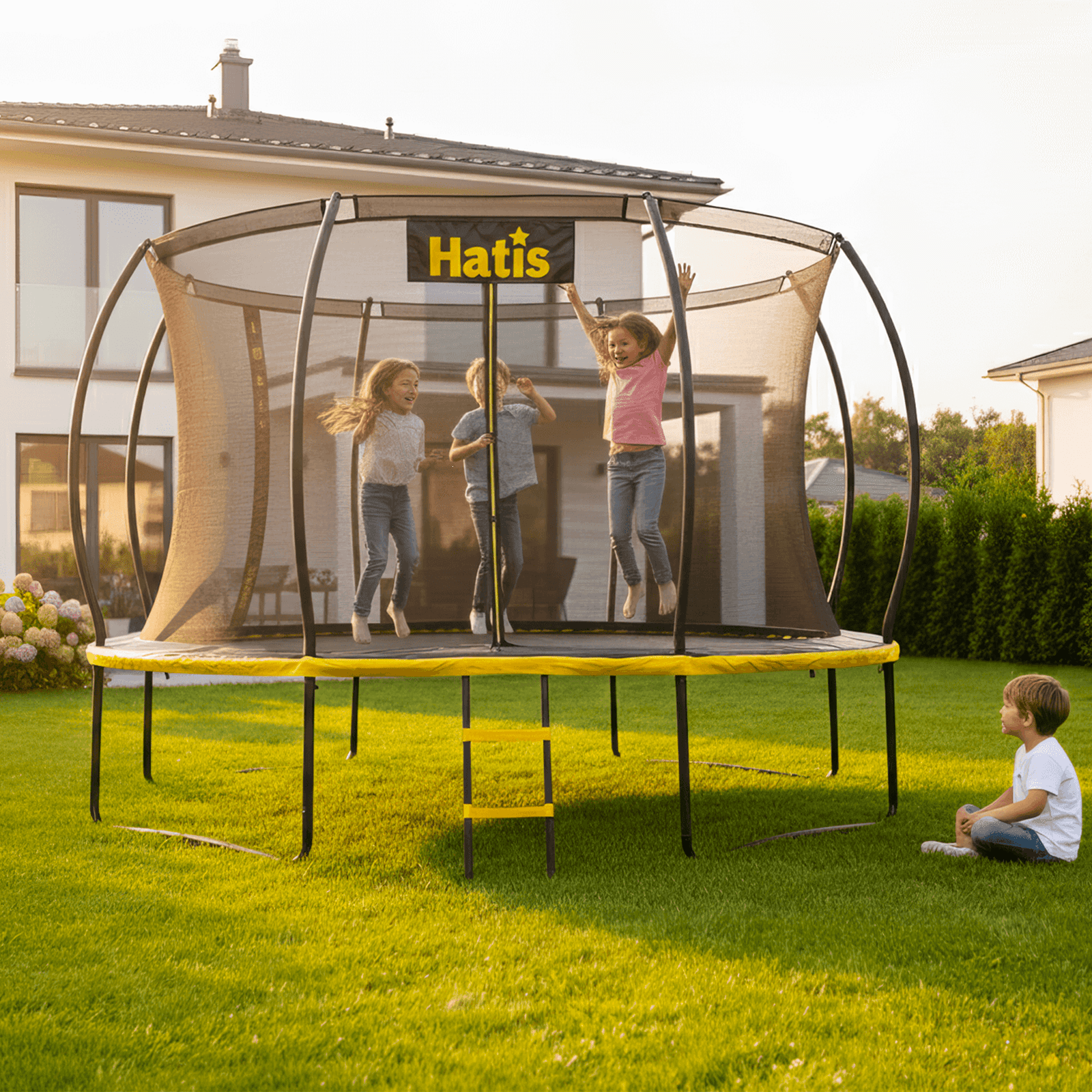 Batutas HATIS 3.66 m, su vidiniu apsauginiu tinklu ir laipteliais