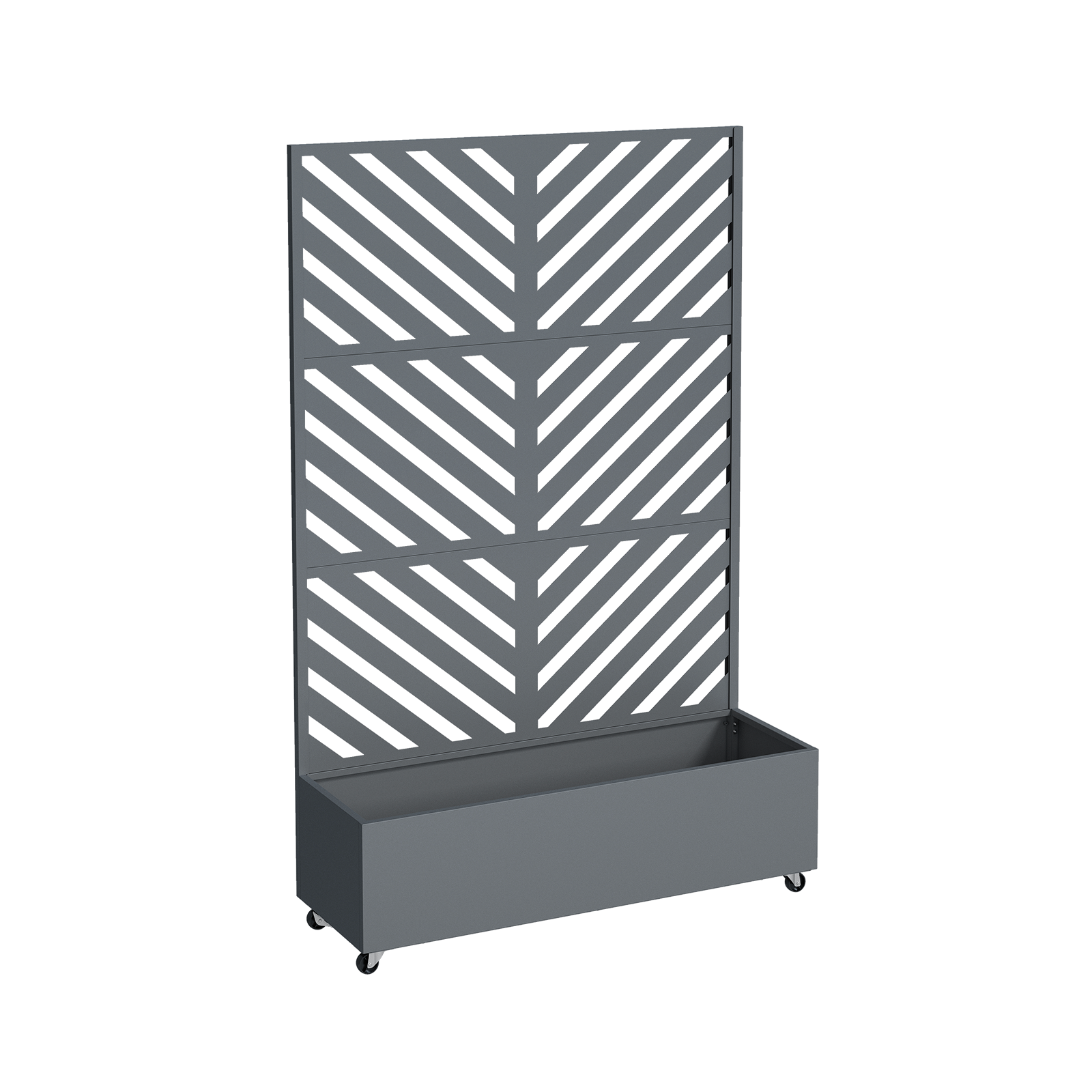 Metalinis vazonas su atramine sienele ir ratukais HATIS, 119,5 × 40,6 × 185,5 cm, antracito