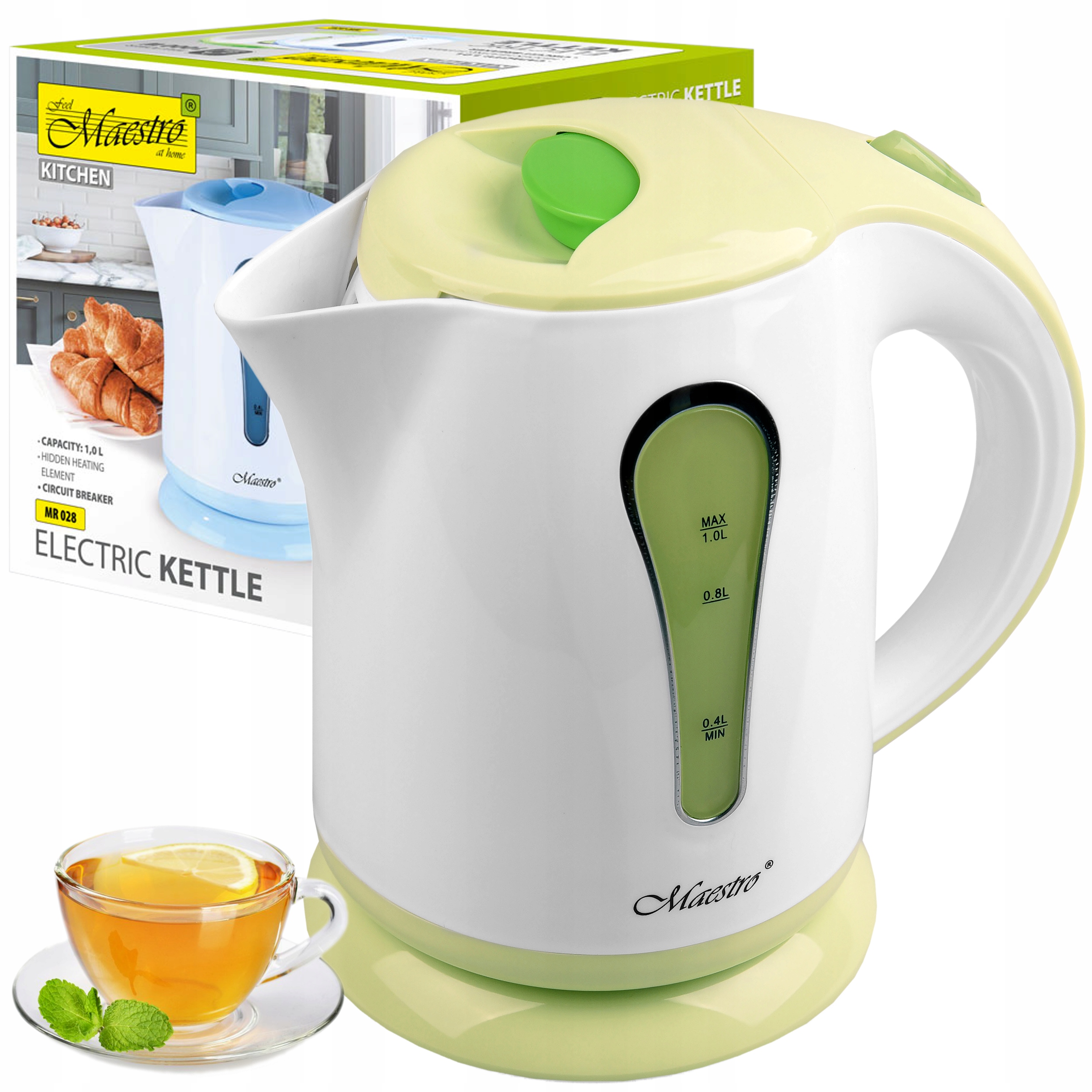 Maestro mr028-green elektrinis arbatinukas, 1,0 l, žalias
