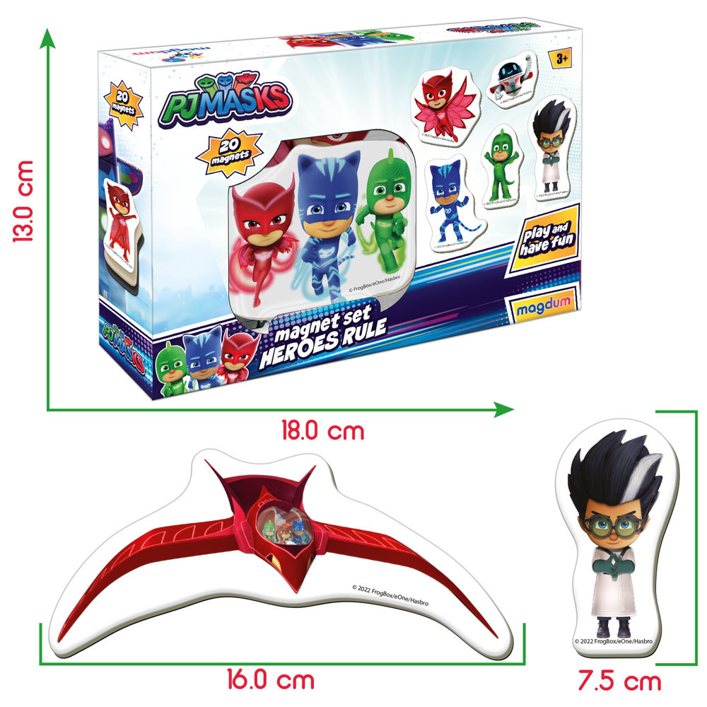 Magnetinių lipdukų rinkinys pj masks, 20 vnt.