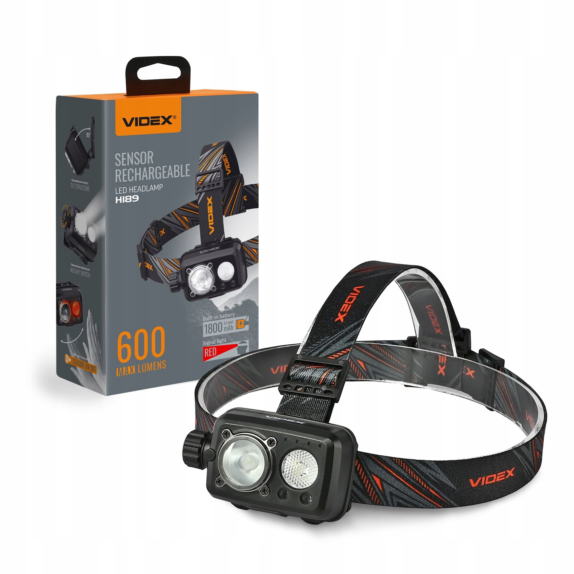 Priekinis žibintas su jutikliu LED įkraunamas 10W + 3W, su rankiniu būdu reguliuojamu šviesos jungikliu ir valdomas rankos judesiu