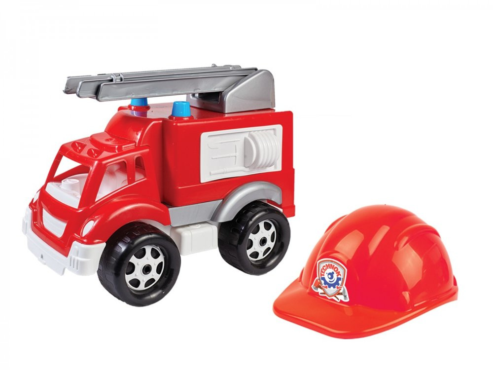 Gaisrinis automobilis ladder helmet firefighter, raudonas