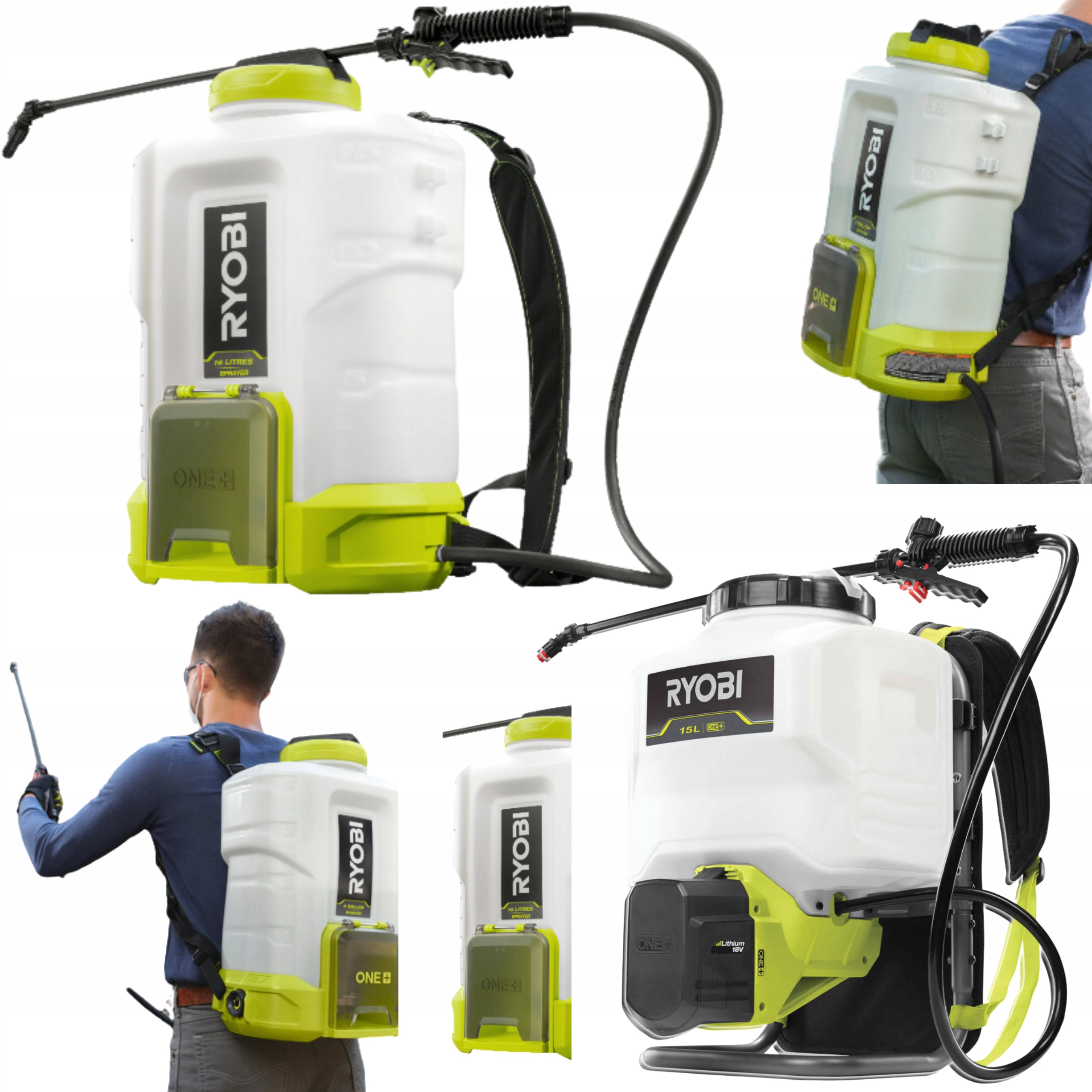 "Ryobi" 15 l metalinis 18 V 14 m kuprinis purkštuvas