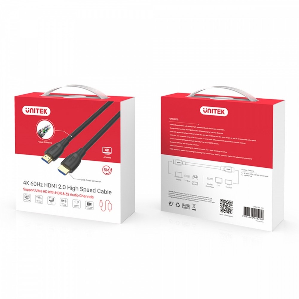 Hdmi laidas unitek, hdmi, 7 m
