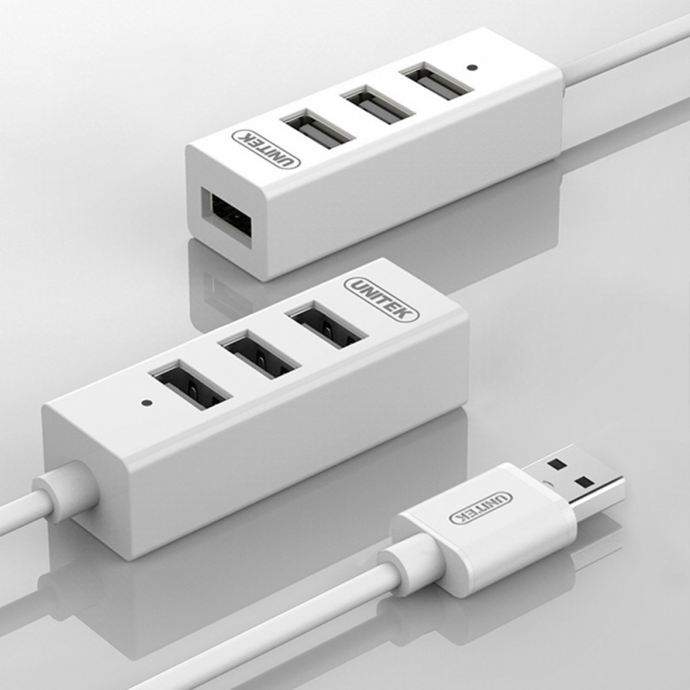 Unitek - hub 4x usb 2.0, y-2146, 1x lad.tel. biały