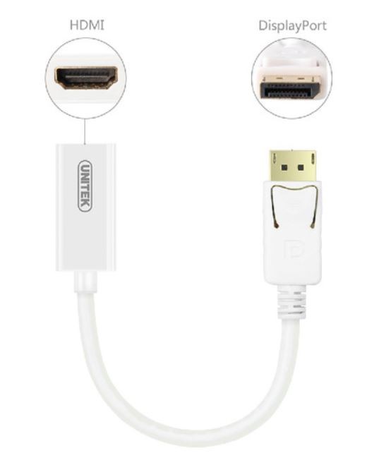 Hdmi laidas unitek displayport male, hdmi type a female