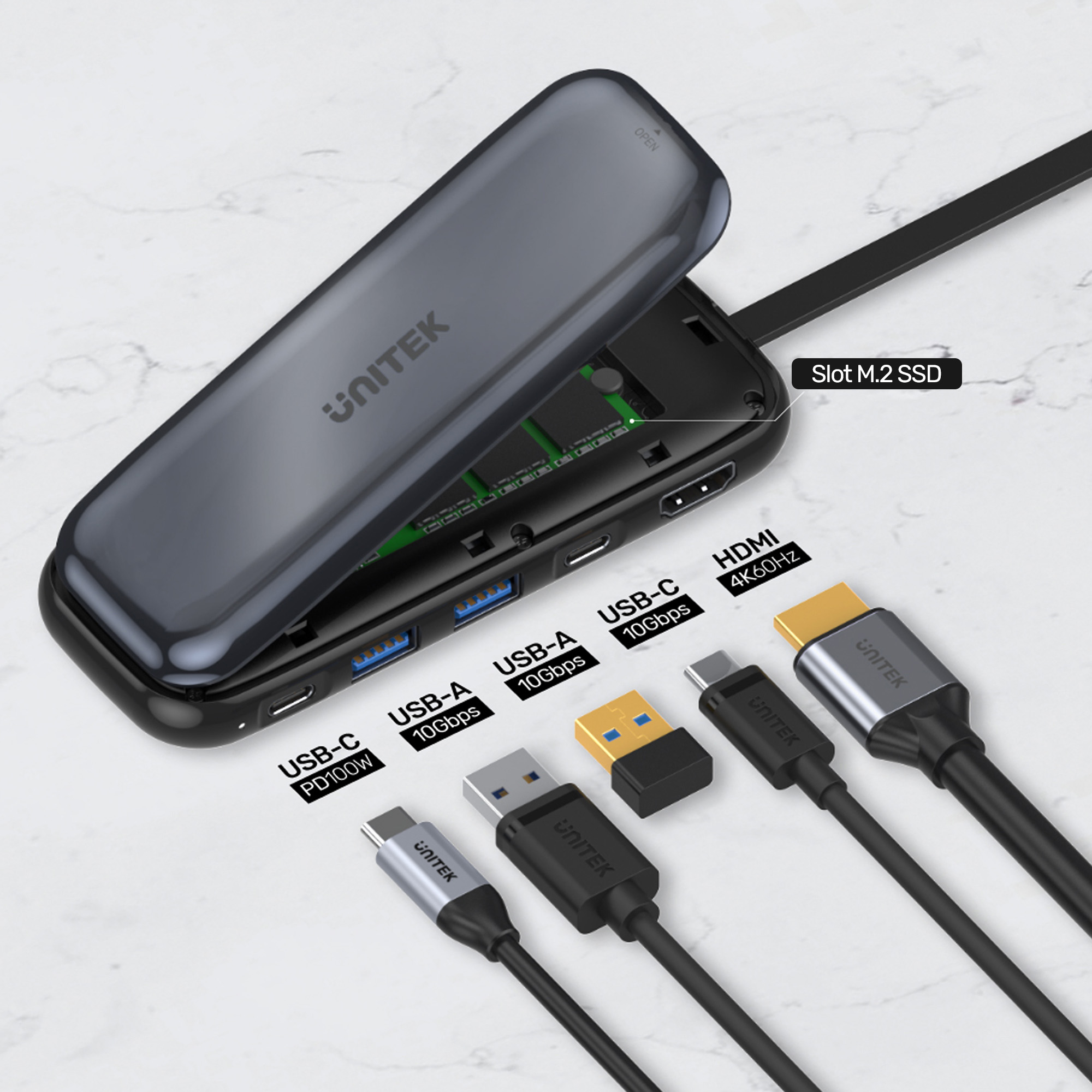 Unitek m.2, hdmi, usb-c pd 100w, d1046a
