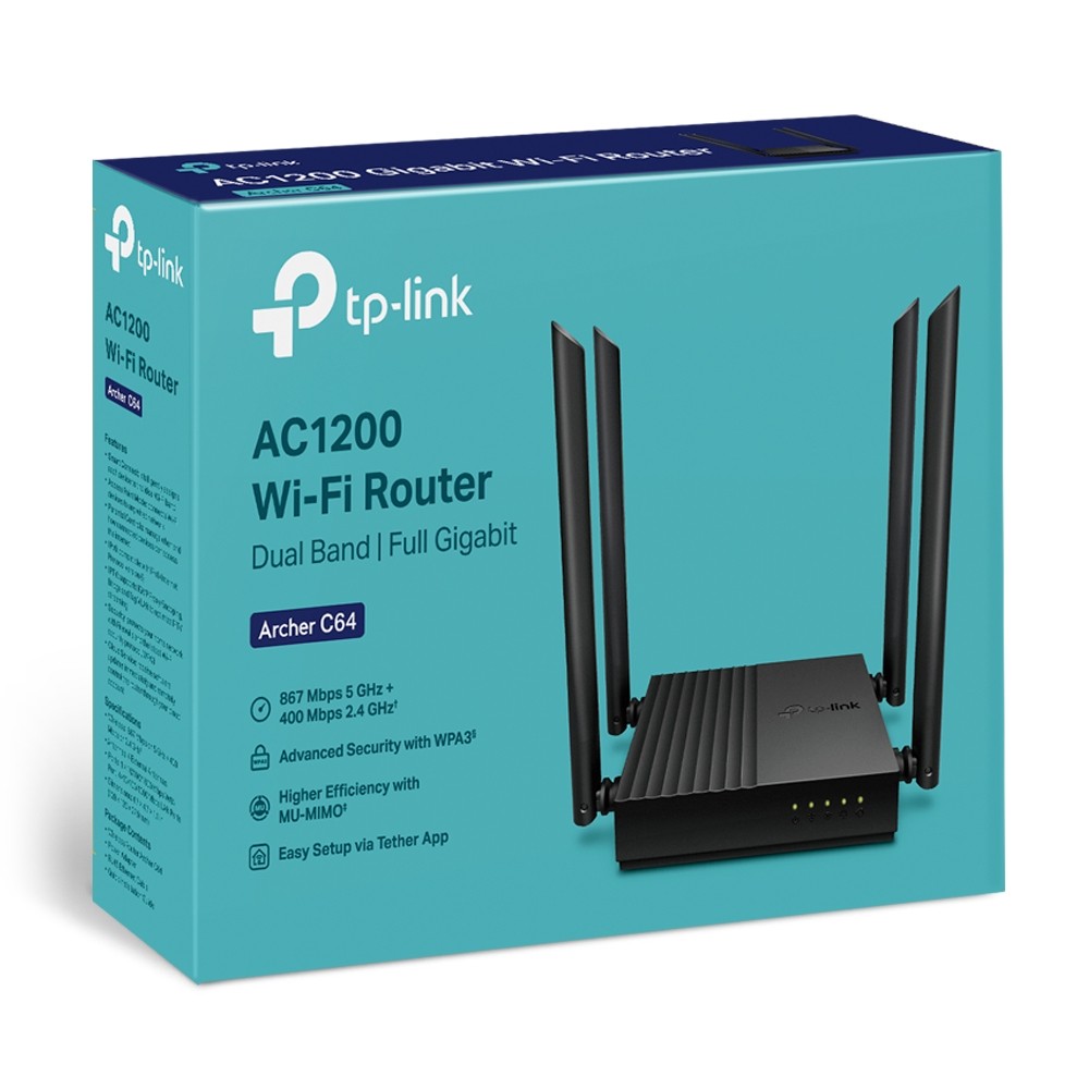 Wireless Router|TP-LINK|Router|1200 Mbps|1 WAN|4x10/100/1000M|ARCHERC64
