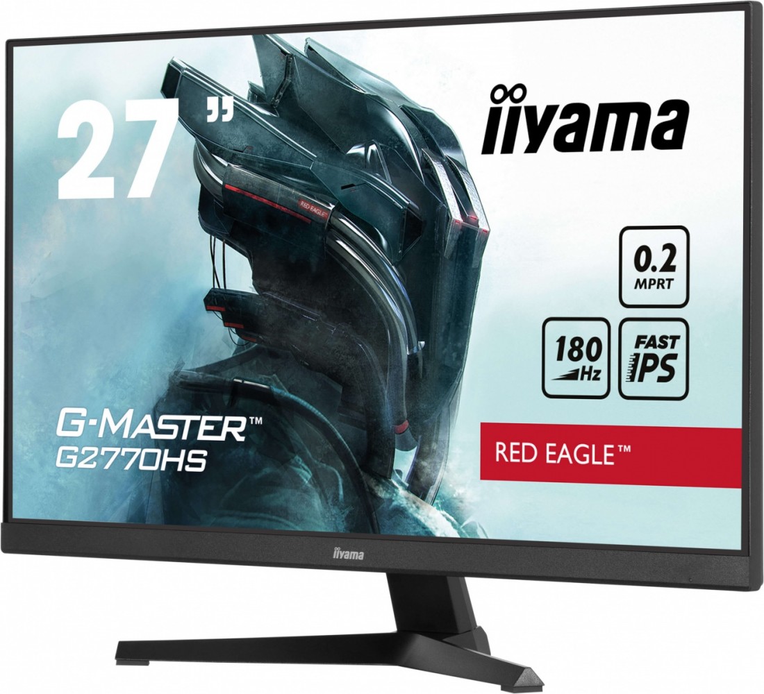 Monitorius kompiuterio ekranas – iiyama – g2770hs-b1 – 27 colių fhd – ips – 180 hz – 0,2 ms – hdmi/dp – garsiakalbiai – vesa 100x100 – juoda