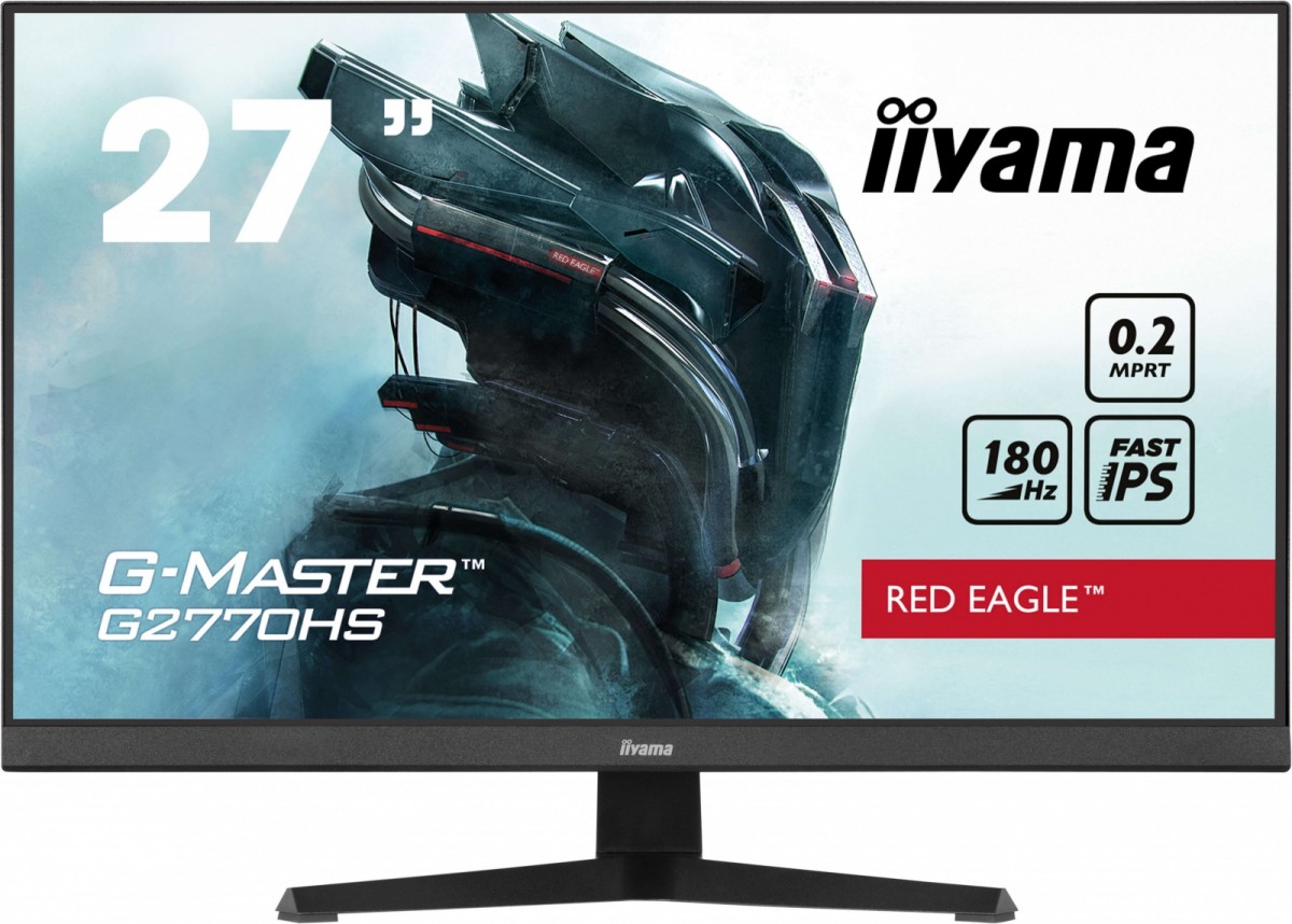 Monitorius kompiuterio ekranas – iiyama – g2770hs-b1 – 27 colių fhd – ips – 180 hz – 0,2 ms – hdmi/dp – garsiakalbiai – vesa 100x100 – juoda