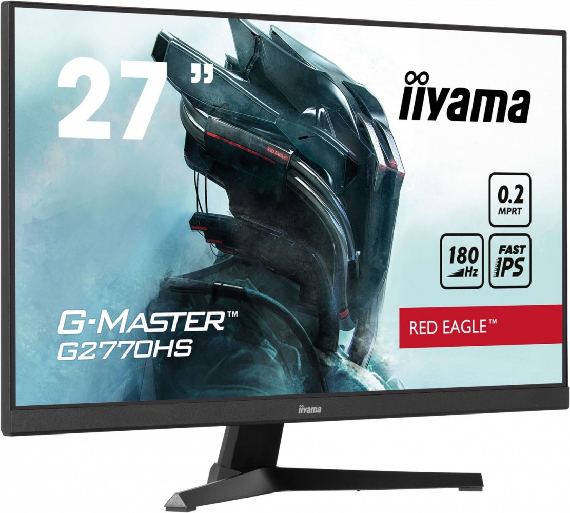 Monitorius kompiuterio ekranas – iiyama – g2770hs-b1 – 27 colių fhd – ips – 180 hz – 0,2 ms – hdmi/dp – garsiakalbiai – vesa 100x100 – juoda