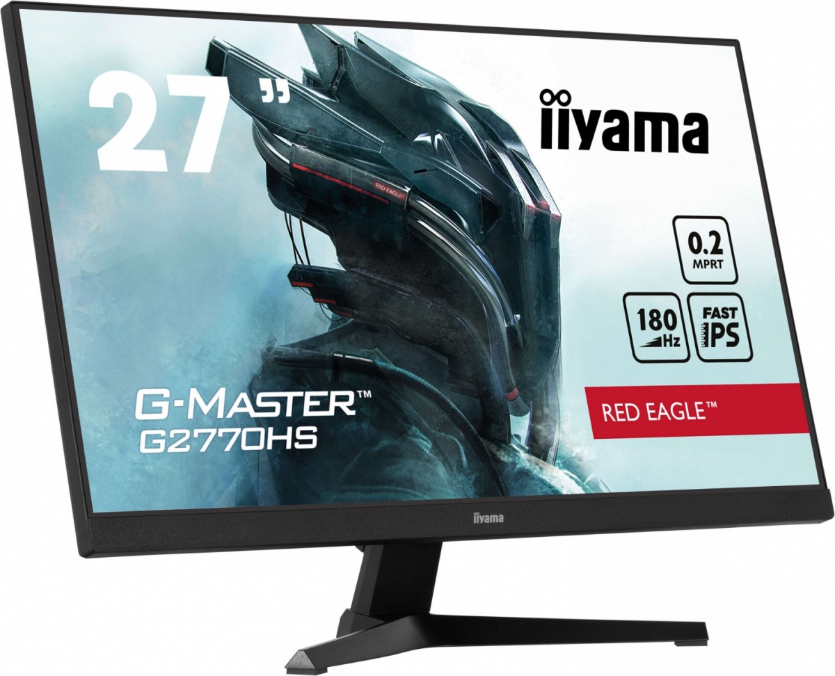 Monitorius kompiuterio ekranas – iiyama – g2770hs-b1 – 27 colių fhd – ips – 180 hz – 0,2 ms – hdmi/dp – garsiakalbiai – vesa 100x100 – juoda