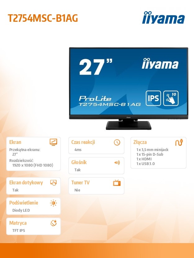 Monitorius iiyama t2754msc-b1ag, 27
