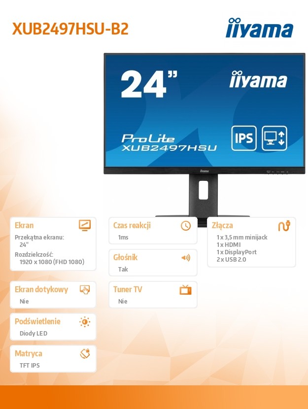 Monitorius iiyama xub2497hsu-b2 23.8