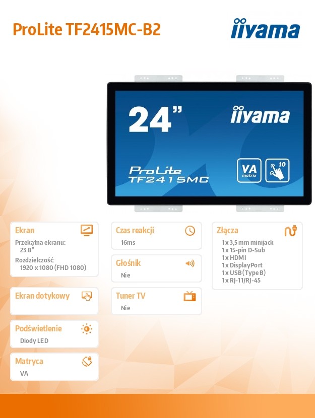 Monitorius iiyama pl tf2415mc-b2, 23.8