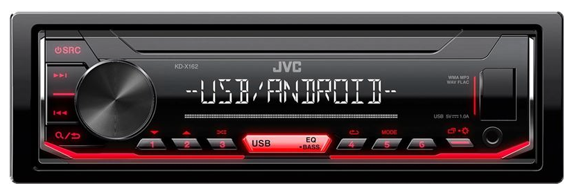 jvc kdx-162 usb automobilinis radijo imtuvas raudonas