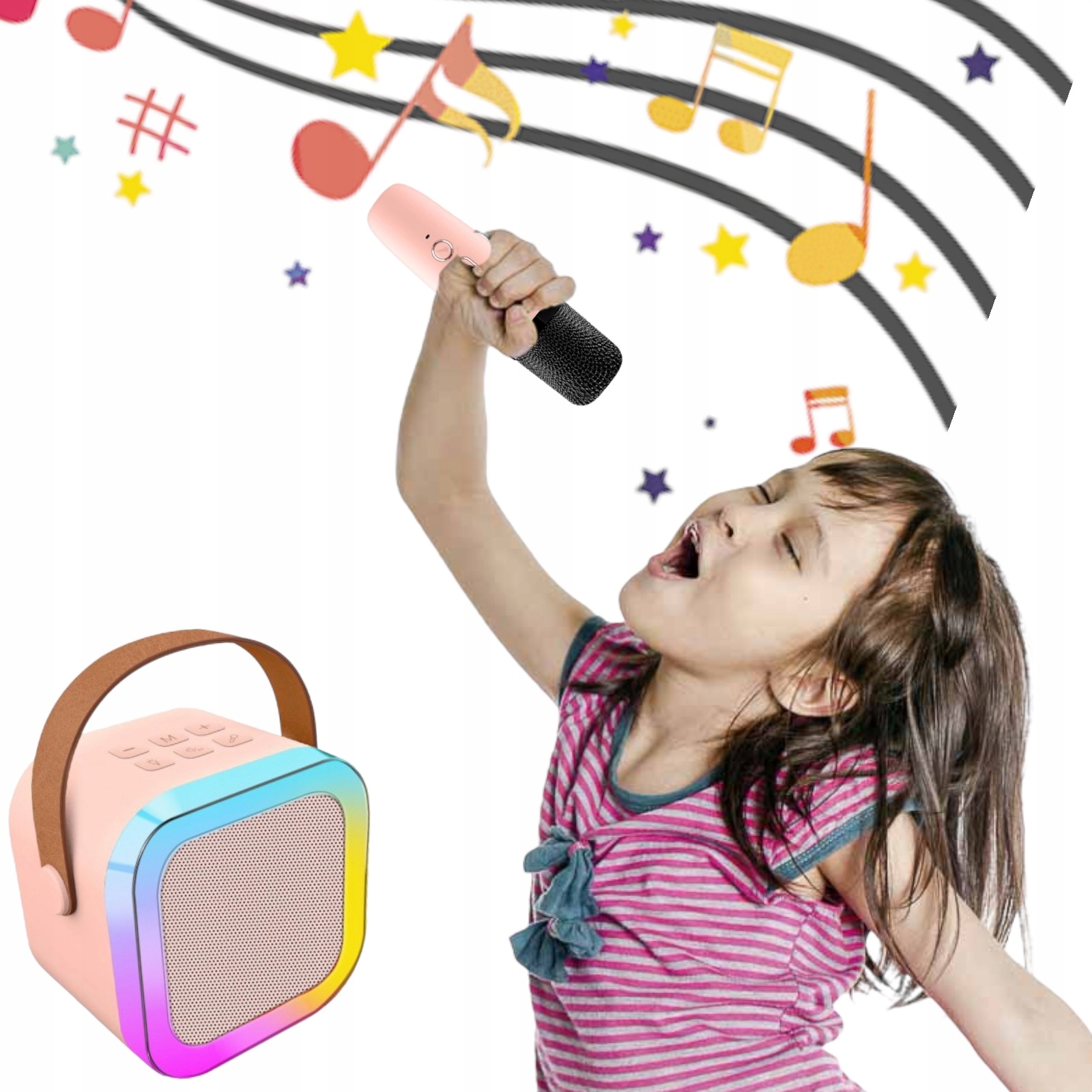 Belaidis karaoke  rinkinys: bluetooth garsiakalbis + 2 mikrofonai