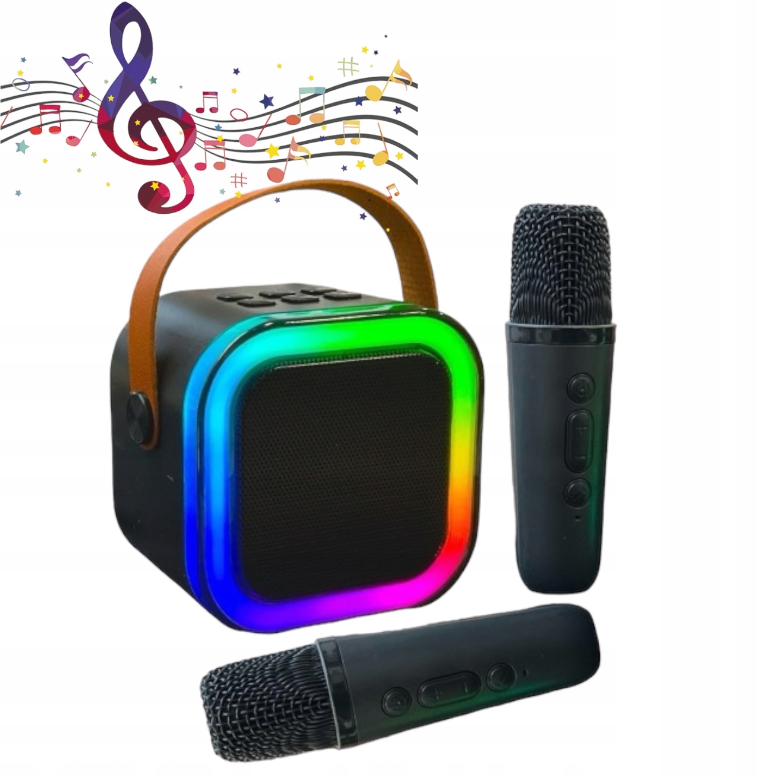 Belaidis karaoke  rinkinys: bluetooth garsiakalbis + 2 mikrofonai