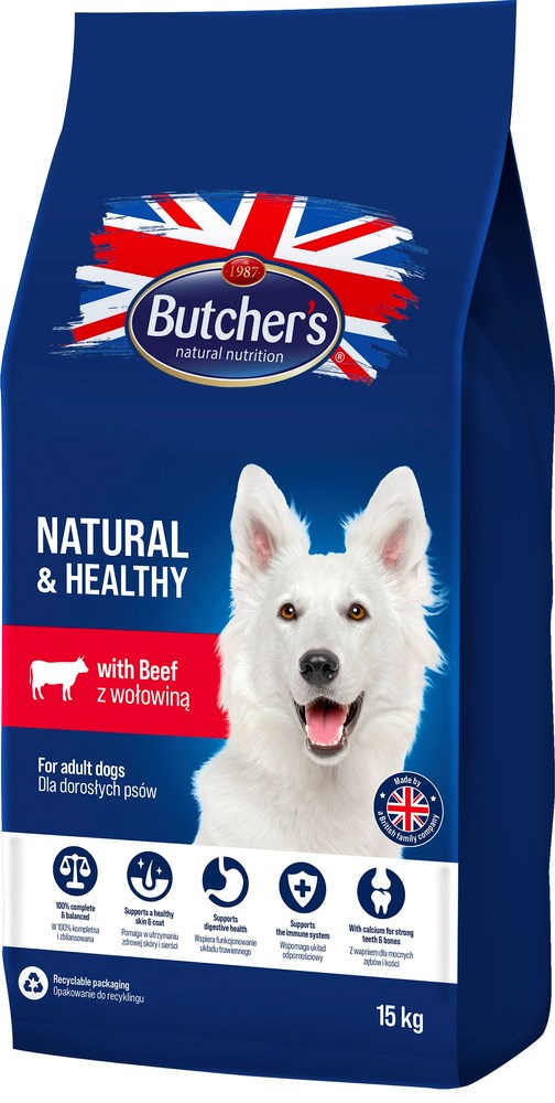 Sausas maistas šunims butcher’s, su jautiena, 15 kg