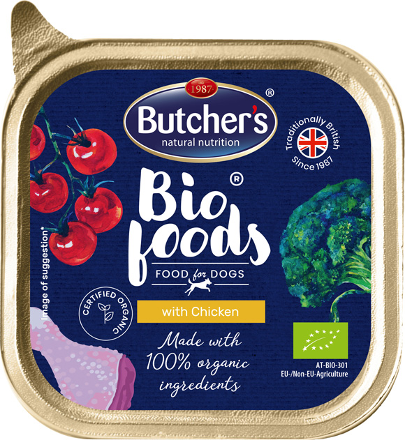 Konservai šunims butcher’s bio foods, su vištiena, 150 g